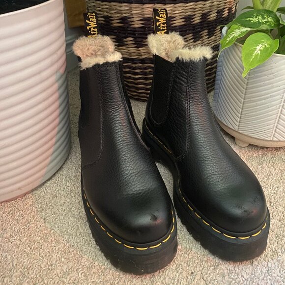Dr. Martens Shoes - Dr Martens 2976 Faux Fur Lined Platform Chelsea Boots